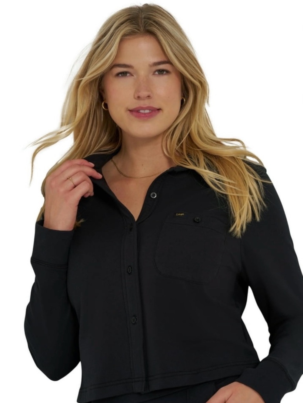 Lee Women's Black Layer Knit All Purpose  Shirt Size XXL Casual Work